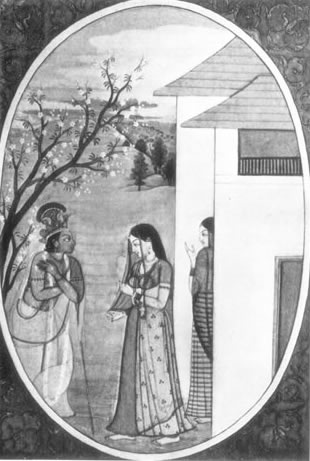 Images from the Bhagavad-Gita, Krishna meeting Radha
, Image 31 of 40 - 32 kB