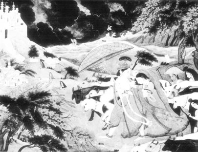 Images from the Bhagavad-Gita, Radha and Krishna returning in the Rain
,Image 33 of 40 - 36 kB